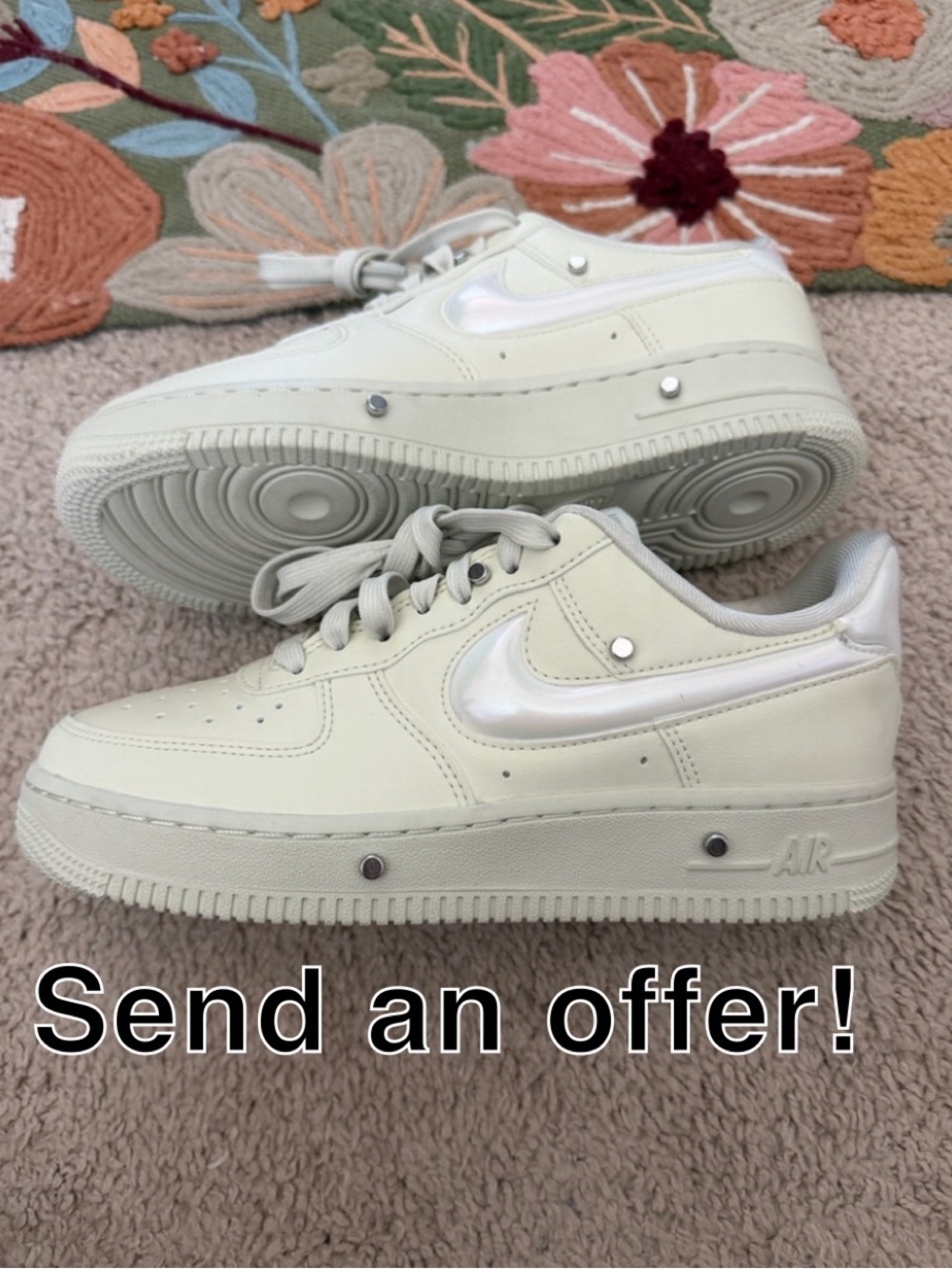 Never worn! Nike Studded Air Force 1 with Chrome Swoosh